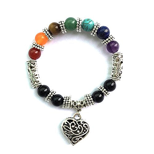 7 Chakra Reiki Healing Heart Bracelet Set