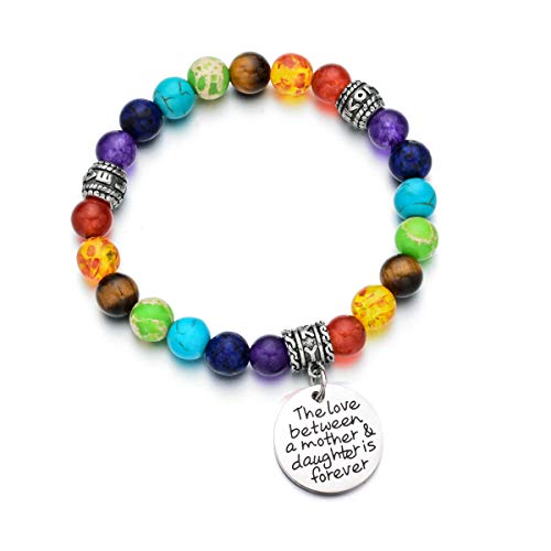 7 Chakra Beads Healing Stretch Bracelet - The Love Between a Mother and Daughter is Forever