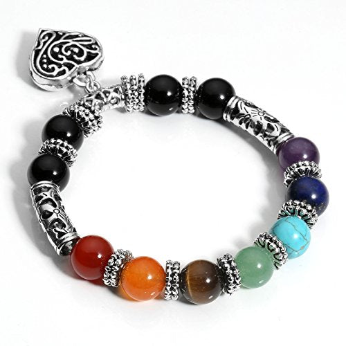 7 Chakra Reiki Healing Heart Bracelet Set