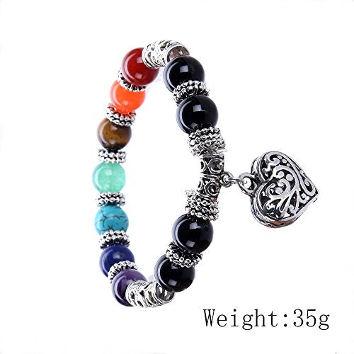 7 Chakra Reiki Healing Heart Bracelet Set