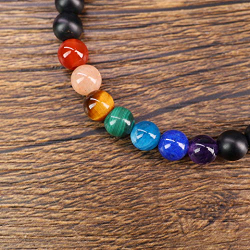 Mala Beads Black Obsidian Stone 7 Chakra Bolo Bracelet