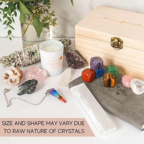 HEALING CRYSTALS SET, 17 pc. Premium Chakra Crystals Box for Beginners