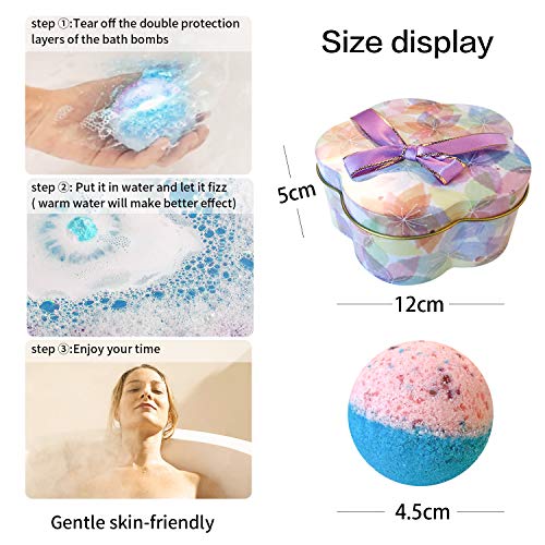 5+1 Bath Bombs Gift Set, 100% Handmade Pure Essential Oil Bath Bombs, Fizzy Spa for Moisturing Skin, Best Gift Choice For Woman, Kids, Birthday & Valentine's Day