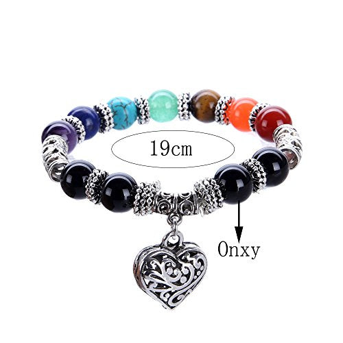 7 Chakra Reiki Healing Heart Bracelet Set