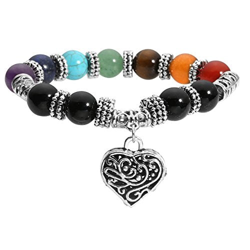 7 Chakra Reiki Healing Heart Bracelet Set