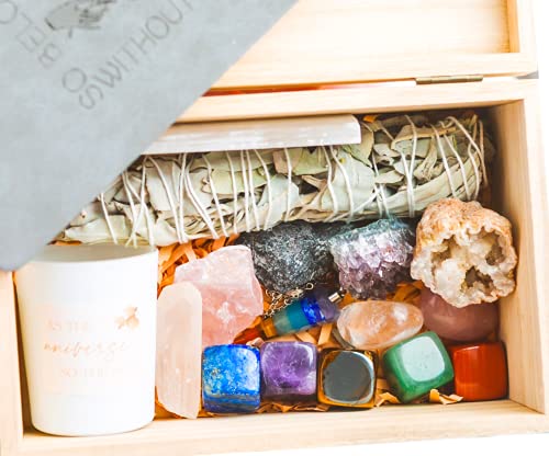 HEALING CRYSTALS SET, 17 pc. Premium Chakra Crystals Box for Beginners