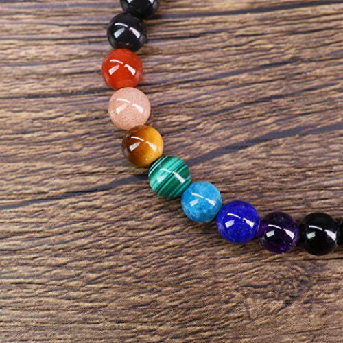 Mala Beads Black Obsidian Stone 7 Chakra Bolo Bracelet