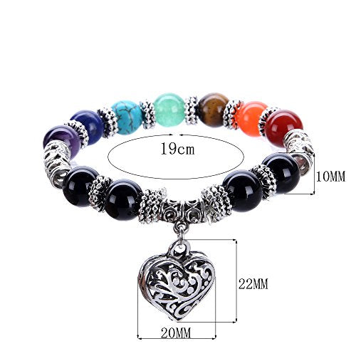 7 Chakra Reiki Healing Heart Bracelet Set