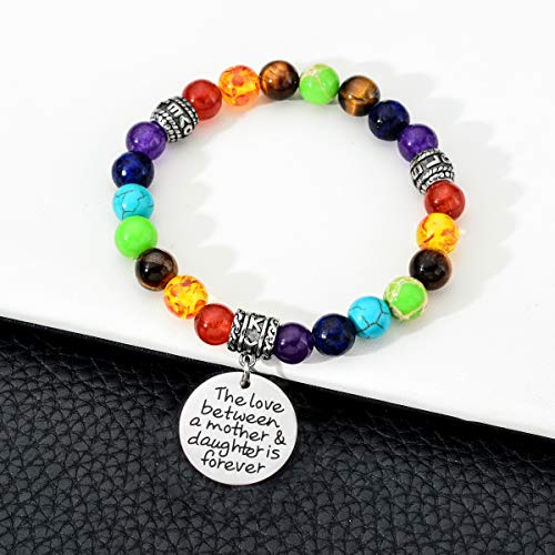 7 Chakra Beads Healing Stretch Bracelet - The Love Between a Mother and Daughter is Forever