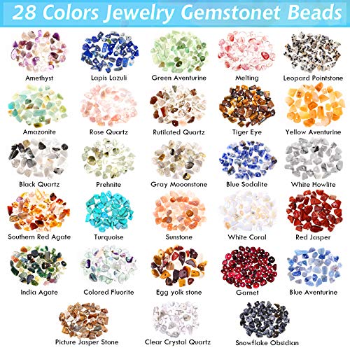 28 Ring Making Kits Natural Gem Beads Irregular Chips Stone Beads Kit