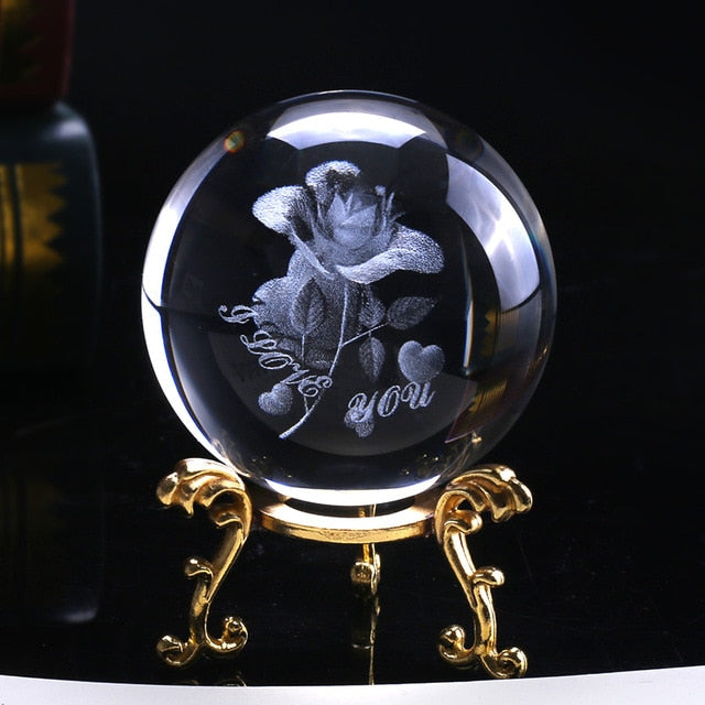 3D Rose Crystal Ball